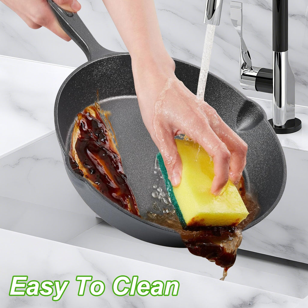 3Pcs Pre-Seasoned Cast Iron Skillet Set 6in 8in 10in Non-Stick Oven Safe Cookware Heat-Resistant Frying Pan For Frying Cooking Baking