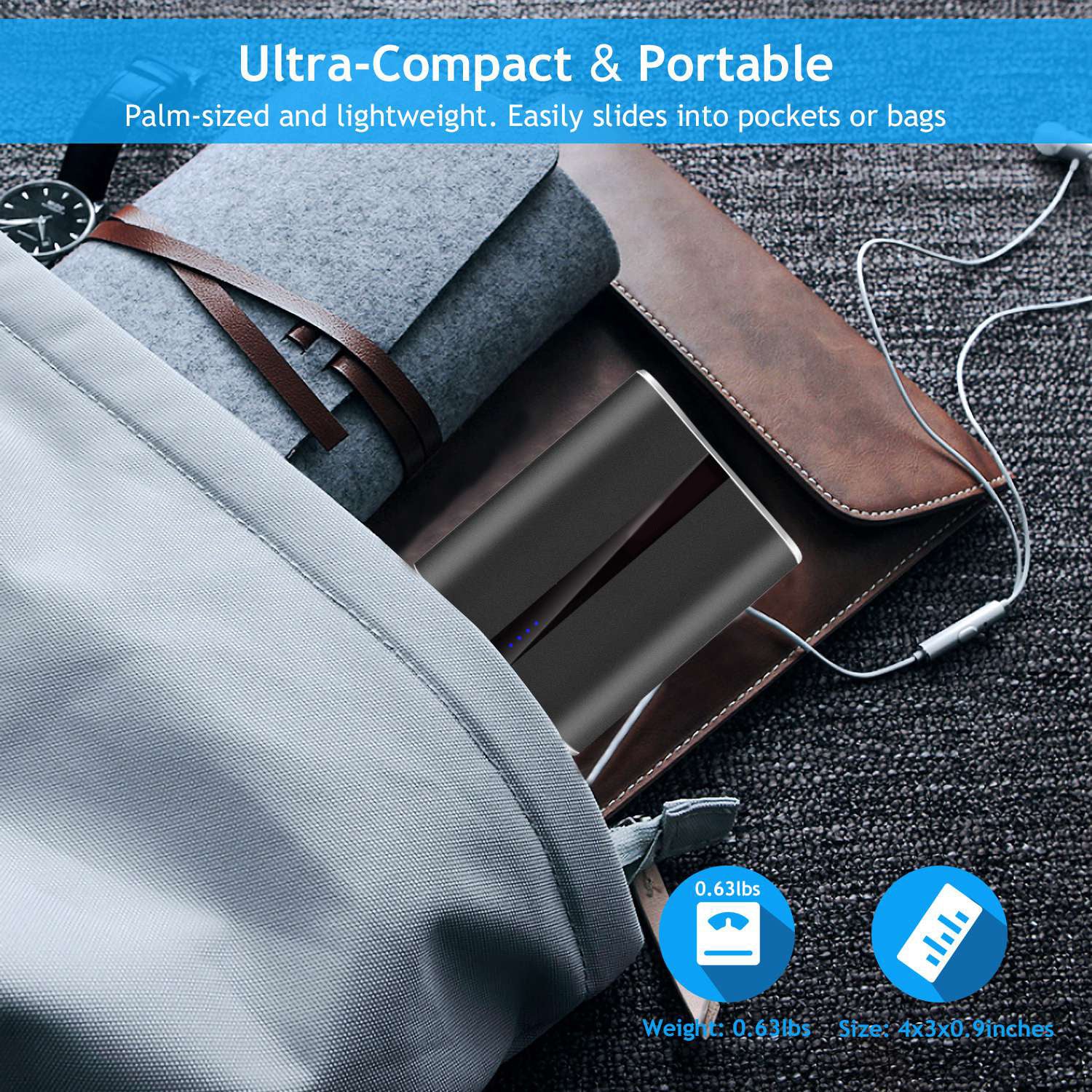 Power Bank 1Pc 12000mAh Portable Charger With Dual USB 3.1A Output Power Bank Ultra-Compact External Battery Pack Fast Charging
