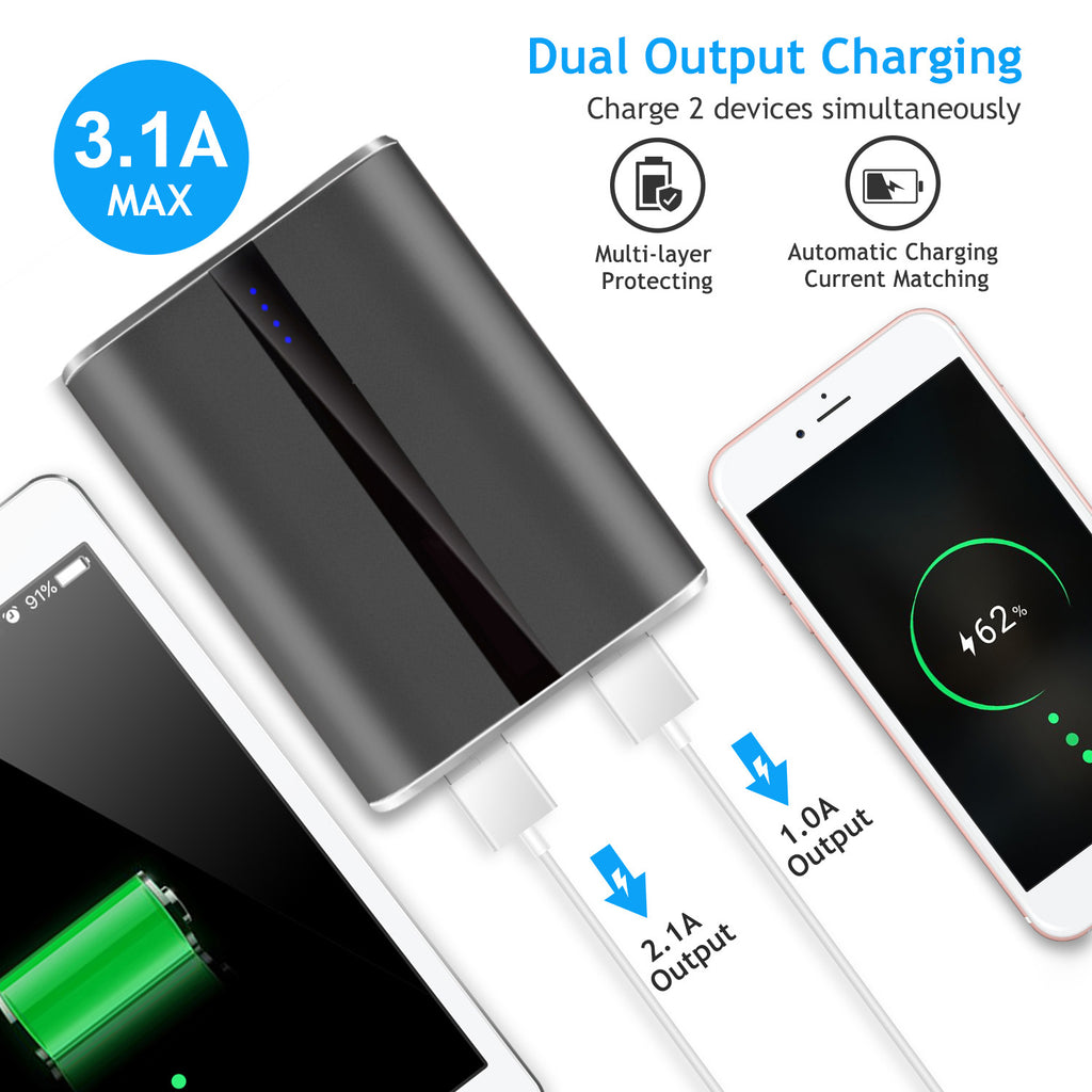 Power Bank 1Pc 12000mAh Portable Charger With Dual USB 3.1A Output Power Bank Ultra-Compact External Battery Pack Fast Charging