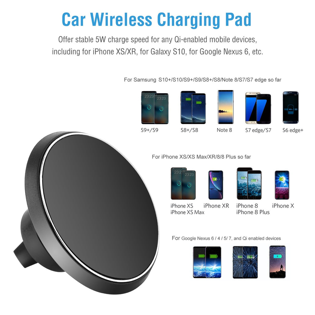 iPhone & Samsung Wireless Car Charger 1Pc Magnetic  Qi Wireless Car Charger Car Phone Charger For IOS Phone XS MAX XR Galaxy S10 S9 Tablet GPS Device