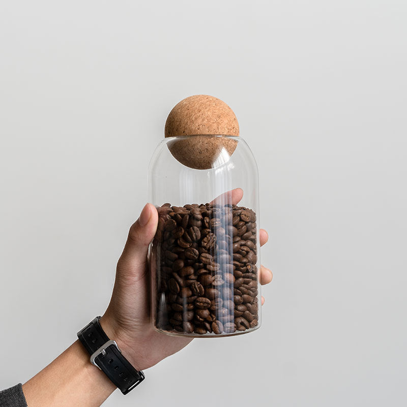 1 SET Storage Ball Jar, Glass Tea Jar, Minimalist Cork Jar, Sealed Candy Jar, Storage Jar, Coffee Jar, Dry Food Storage Jar, Coffee Storage Container
