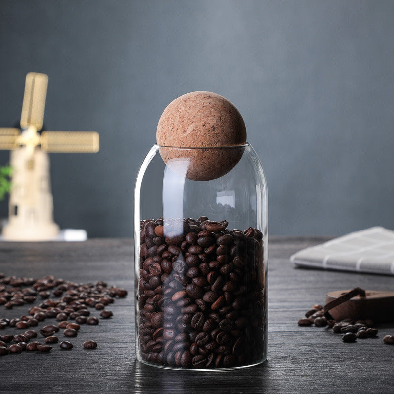 1 SET Storage Ball Jar, Glass Tea Jar, Minimalist Cork Jar, Sealed Candy Jar, Storage Jar, Coffee Jar, Dry Food Storage Jar, Coffee Storage Container