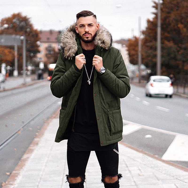 Hot sale mid-length fur collar cotton coat coat