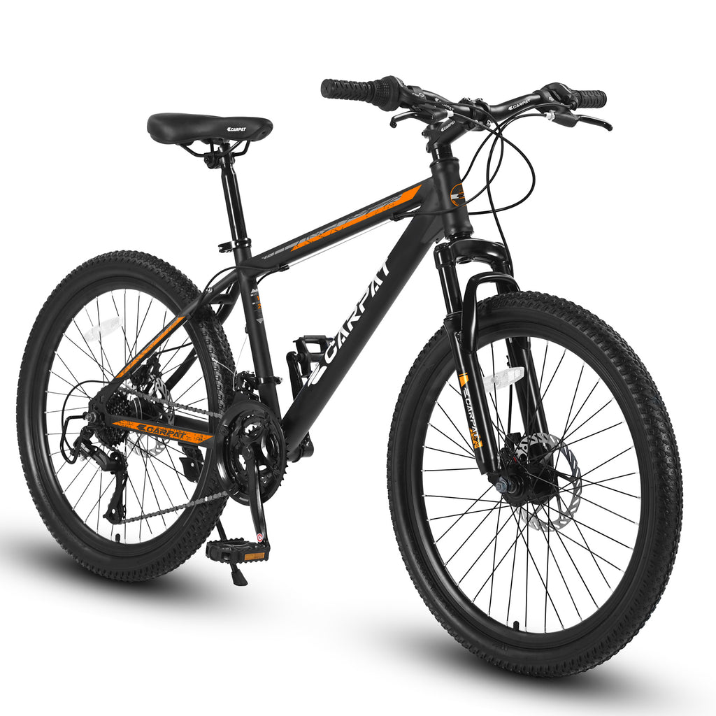 ECARPAT Mountain Bike - 21 Speed Bicycle S26102-BLACK-ORANGE