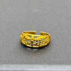 24k Gold Jewelry,Adjustable Flowers Ring Gold Sterling Jewelry For Women