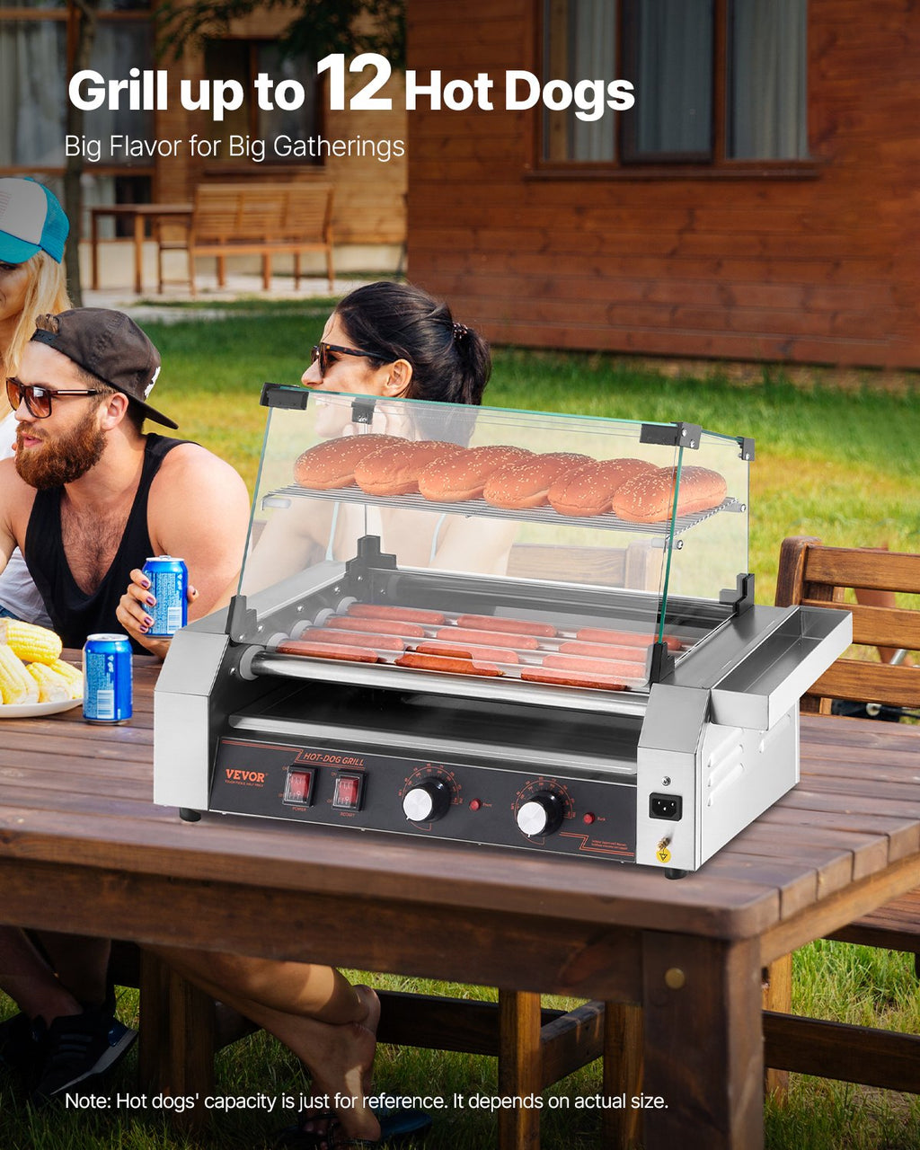 Electric 12 Hot Dog 5 Roller Commercial Grill Cooker Machine Cover 750W