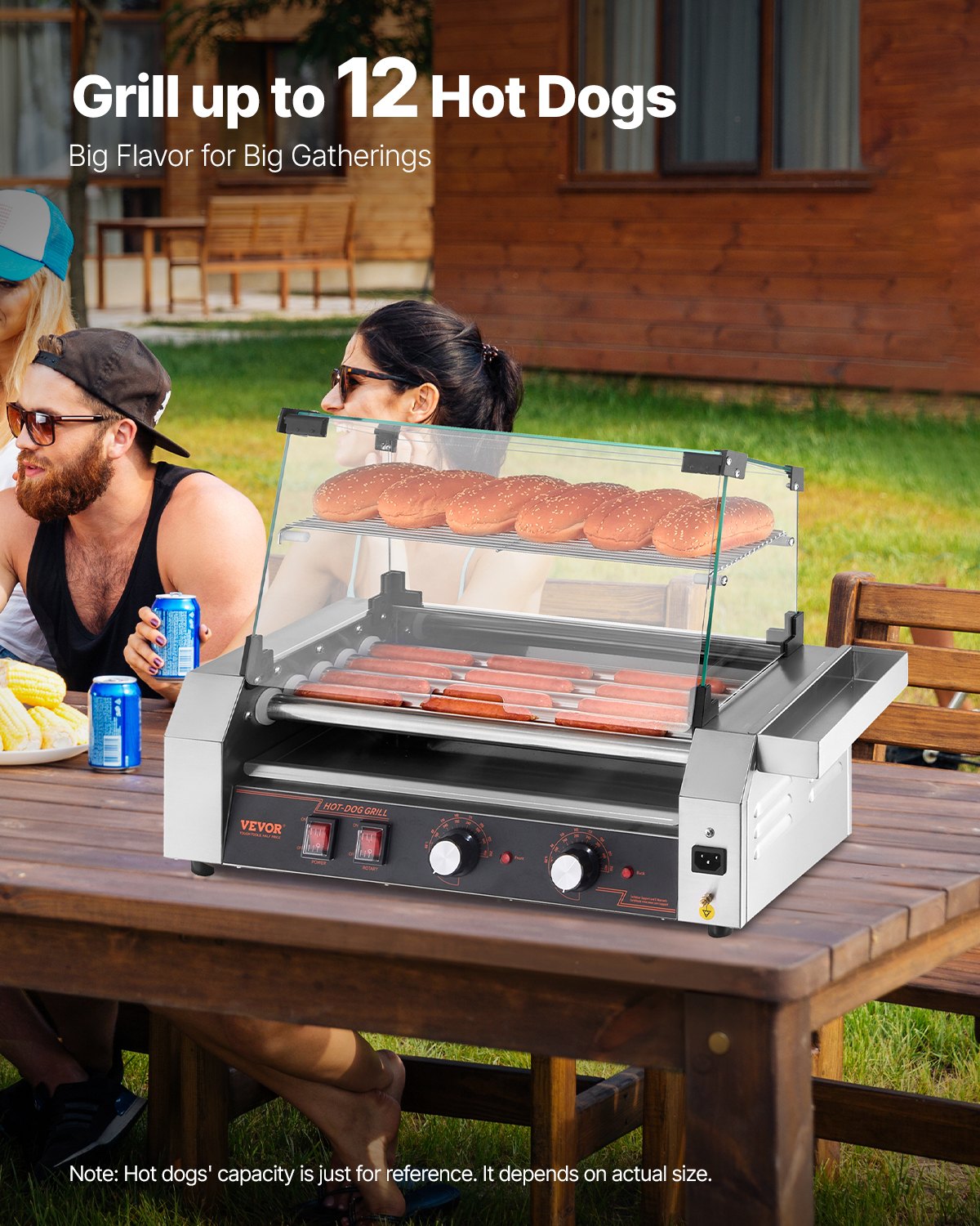 Electric 12 Hot Dog 5 Roller Commercial Grill Cooker Machine Cover 750W