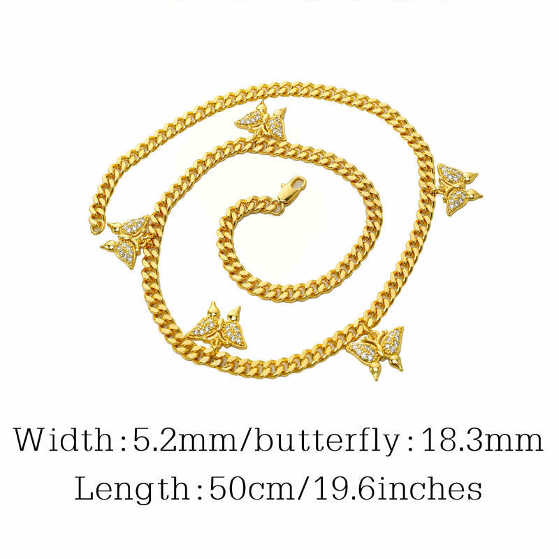 24K Gold Over Butterfly Design Jewelry, Micro-Inlaid Mossanite Women's Tennis Necklace, Effortless Grace For Her Delicate Neck