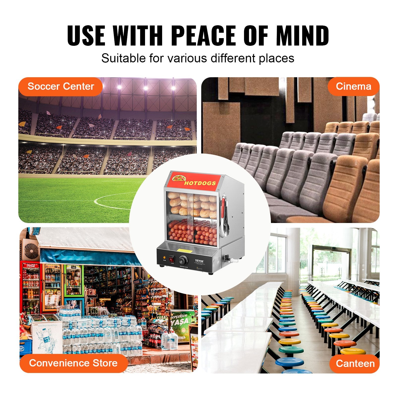 Commercial Hot Dog Steamer 2-Tier Electric Bun Warmer 28.5QT Slide Doors