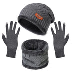 3Pcs Winter Knitted Hat Scarf Gloves Winter Warm Beanie And Touch Screen Gloves Scarf Set Knit Beanie Skull Cap Neck Warmer Mittens For Men Women