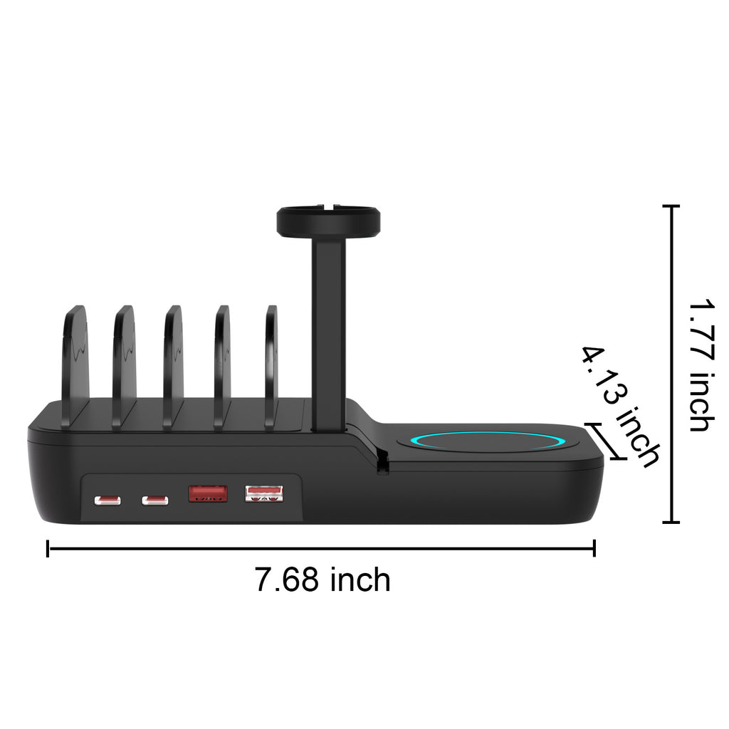 70W Charging Station For Multiple Devices, 5 In 1 Fast Charging Dock With 10W Max Wireless Charger And 4 Ports , 30W USB C PD Fast Charging For IPad, IPhone,Tablets,Kindle