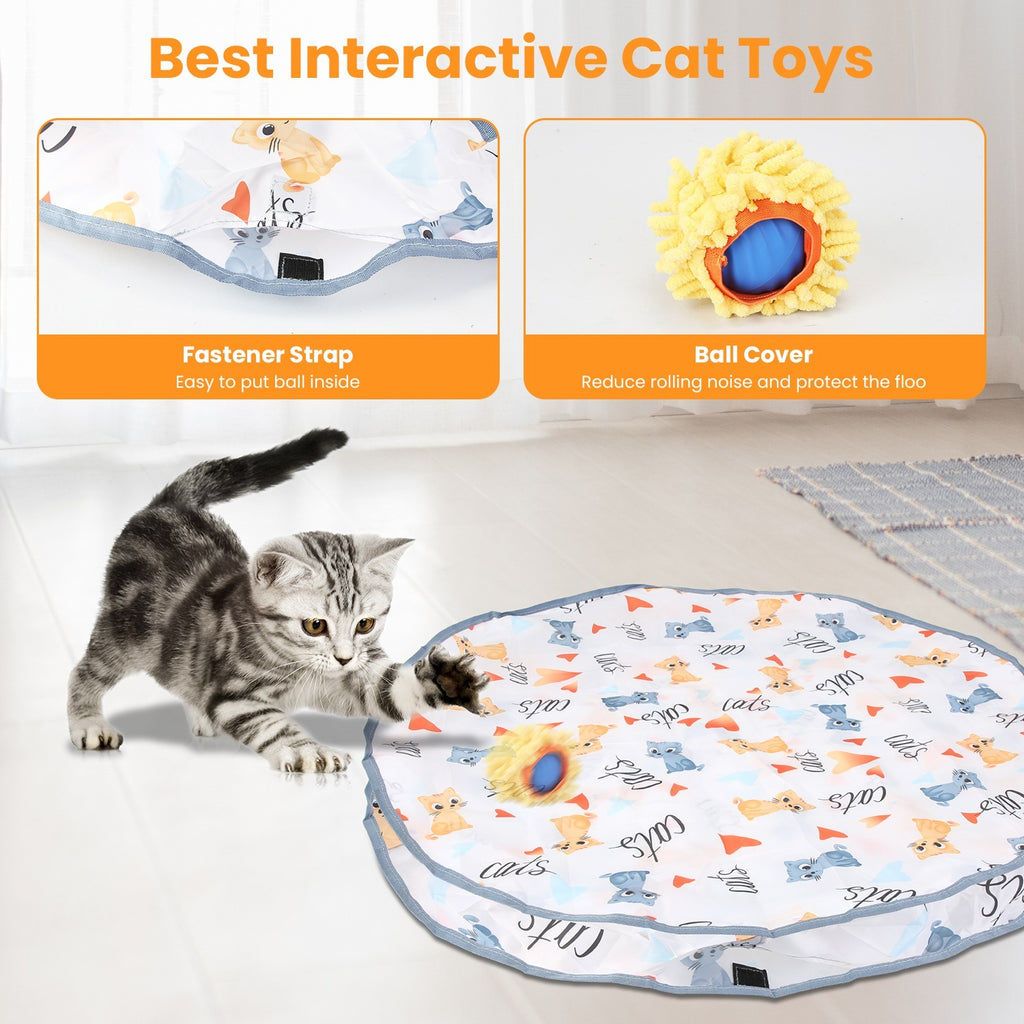 Cats Hide And Seek Mouse Catching Game 1Pc Cat Toys Ball Fast Rolling In Rechargeable Motion Activated Interactive Pouch Cat Toys For Indoor
