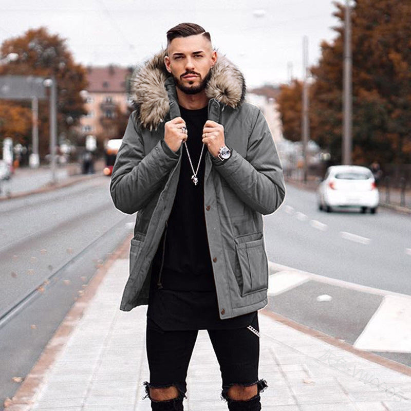 Hot sale mid-length fur collar cotton coat coat