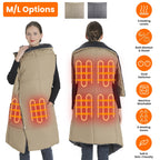 USB Heated Blanket Electric Heated Poncho Shawl Wrap Throw With Zipper Arm Holes Pocket 3 Heating Levels 6 Zones 5V 2A Machine Washable For Home Office Outdoor
