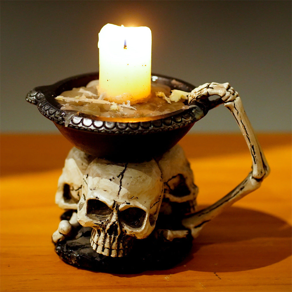 Halloween Creative Three Ghost Head Top Candle Desktop Storage Tray