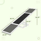 Wooden Dog Agility Seesaw For Training And Exercise, Weather Resistant, 83 L X 16 W X 14 H, White