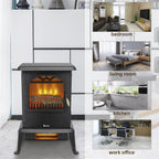 Vertical Fireplace HT1108 1500w Vertical Fireplace Machinery Fake Firewood Single Color 2 Quartz Tubes Black
