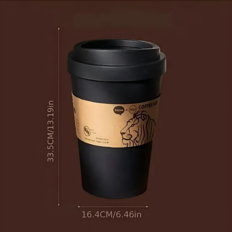 Deodorizing Trash Can 2025 New Elegant Lion Theme Coffee Cup Trash Can Deodorizing Push-On Lid Black And White Odor Resistance High Aesthetic Large Capacity
