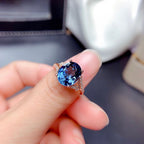 Blue Zircon Diamonds Gemstones Pendant Necklace