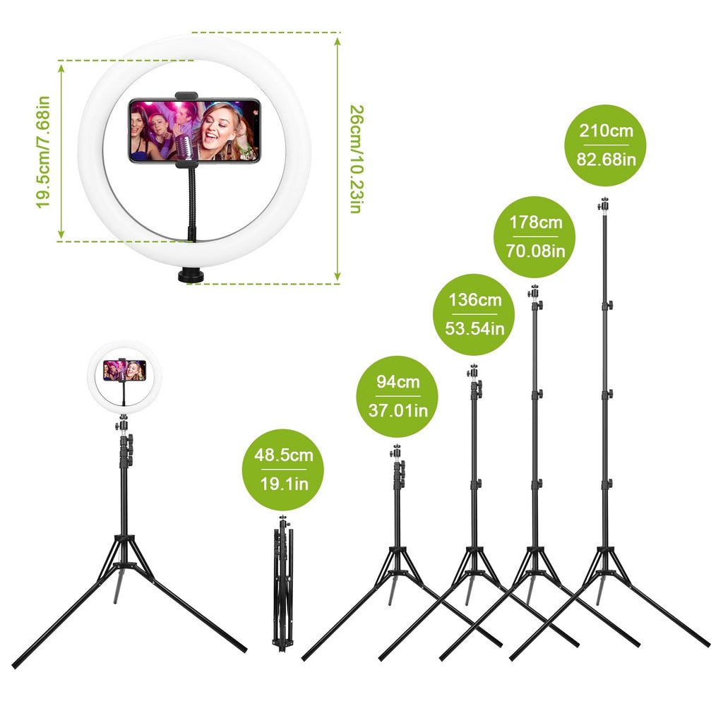 Selfie Ring Light 10in LED Dimmable 120 LEDs Makeup Ring Lights With Adjustable Tripod Stand Cell Phone Holder USB Powered For YouTube Video Live Stream Makeup Photography