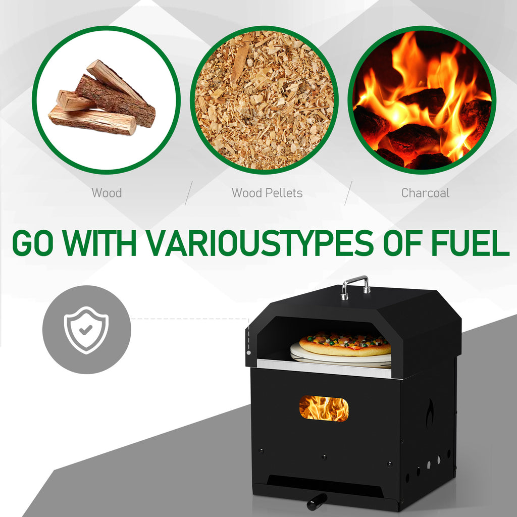 Oven + Grill Black, Square Pizza Oven With Handle, Iron Charcoal Oven