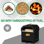Oven + Grill Black, Square Pizza Oven With Handle, Iron Charcoal Oven