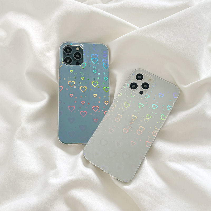 iPhone Laser Colorful Love For Double-sided Coated Silicone Phone Case