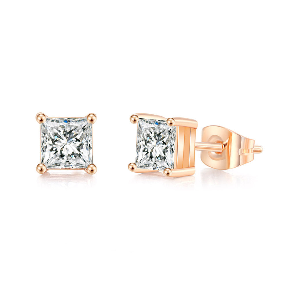 Zircon Classic Hot Selling Product Geometric Stud Earrings Fashion All-match Single Diamond