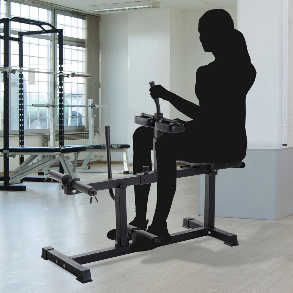Home Training Gym Leg Press Steel Seated Calf Raise Machine Adjustable Strength Black