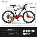 ECARPAT Mountain Bike - 21 Speed Bicycle S26102-BLACK-ORANGE