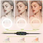 Selfie Ring Light 10in LED Dimmable 120 LEDs Makeup Ring Lights With Adjustable Tripod Stand Cell Phone Holder USB Powered For YouTube Video Live Stream Makeup Photography