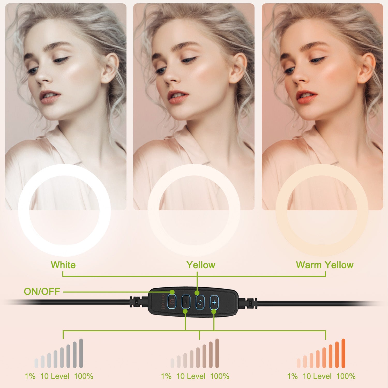 Selfie Ring Light 10in LED Dimmable 120 LEDs Makeup Ring Lights With Adjustable Tripod Stand Cell Phone Holder USB Powered For YouTube Video Live Stream Makeup Photography