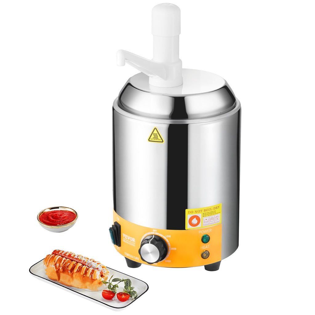 2.4L Electric Cheese Dispenser With Pump Commercial Hot Fudge Warmer 86F-230F