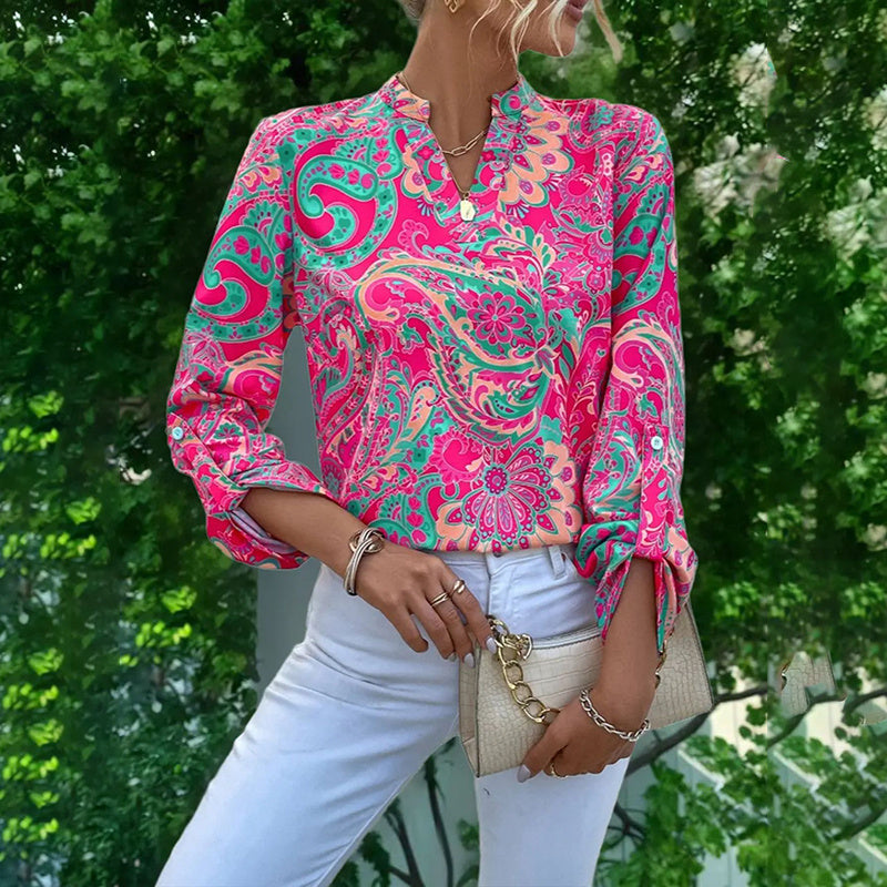 Women's 2025 Fashion V-Neck Tops Long Sleeve Business Casual Blouses Summer Tees Shirts