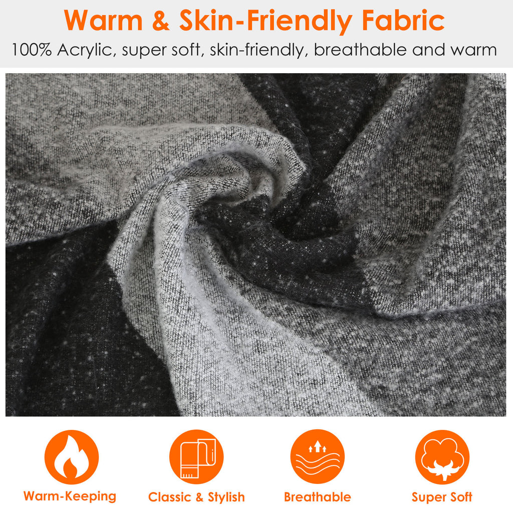 1Pc Women Winter Warm Scarf 74.8x25.6In Long Soft Knitted Shawl Extra Thick Plaid Blanket Wrap Cape