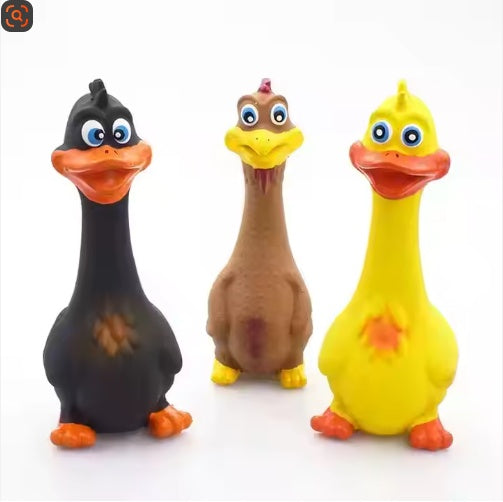 US LOCAL STOCK HiphoppetNew Latex Interactive Dog Chew Toys Cute Duck Shape Squeaky Pet Dog Interactive Boredom Buster Toys