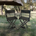 Foldable Outdoor Casual Home Director's Chair, Black Frame Black Canvas, Suitable For Adults, Foldable Style, 2pcs Set Populus
