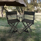 Foldable Outdoor Casual Home Director's Chair, Black Frame Black Canvas, Suitable For Adults, Foldable Style, 2pcs Set Populus