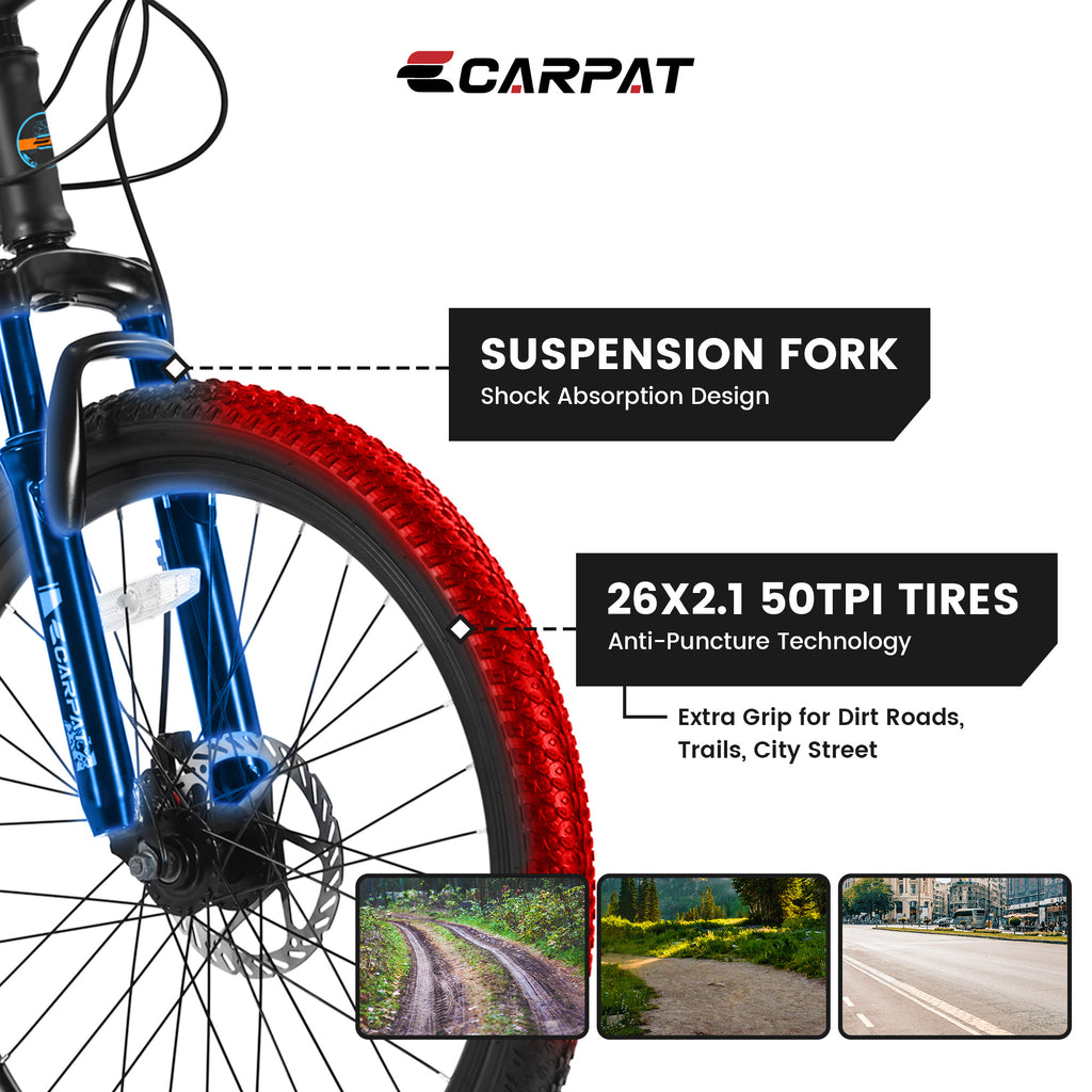 ECARPAT Mountain Bike Bicycle S26102 BLACK-BLUE
