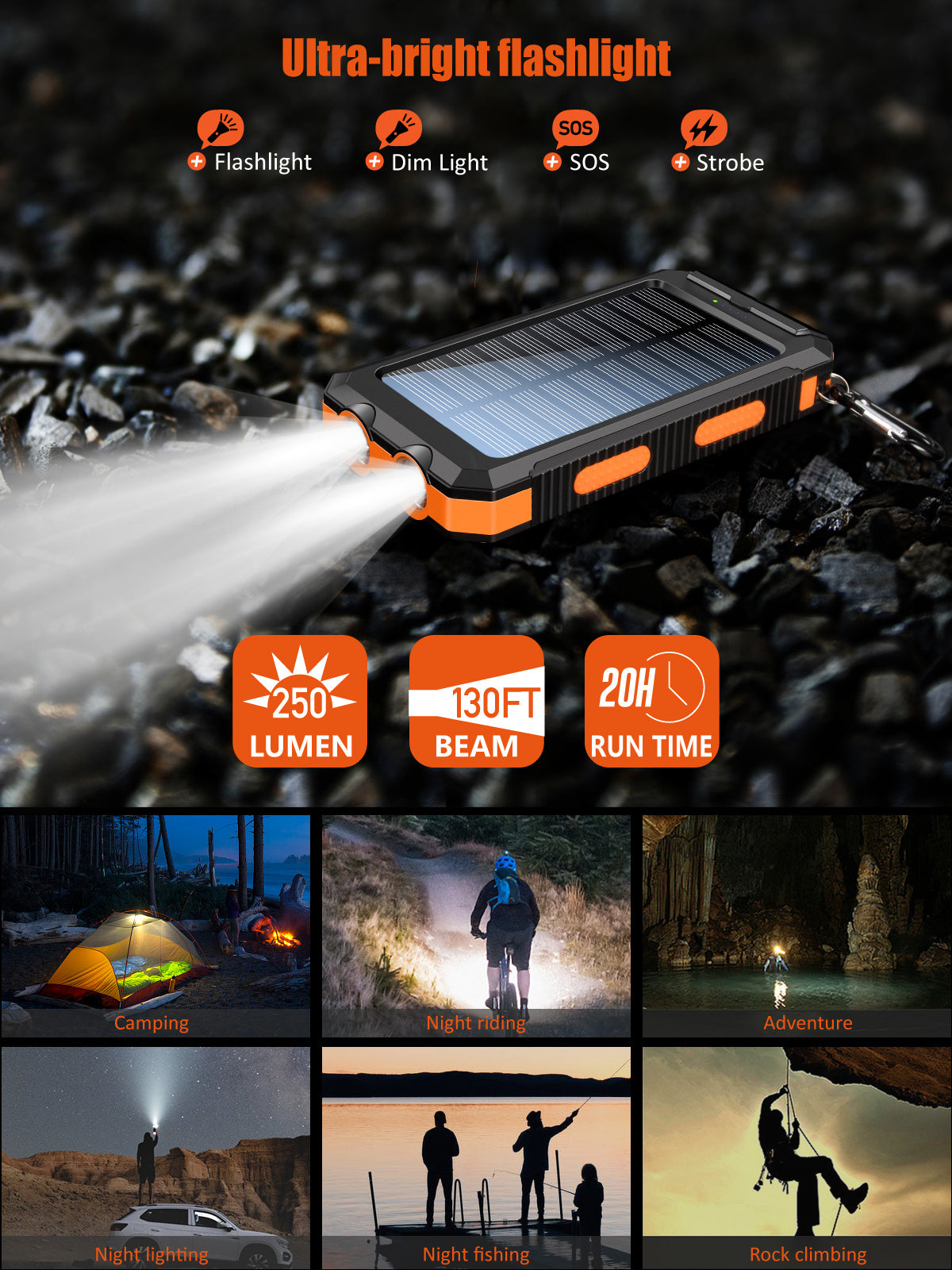 Solar Power Bank For Life with Lights