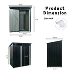 Storage Shed TC53BL 5ft X 3ft Outdoor Metal Storage Shed Transparent Plate Black