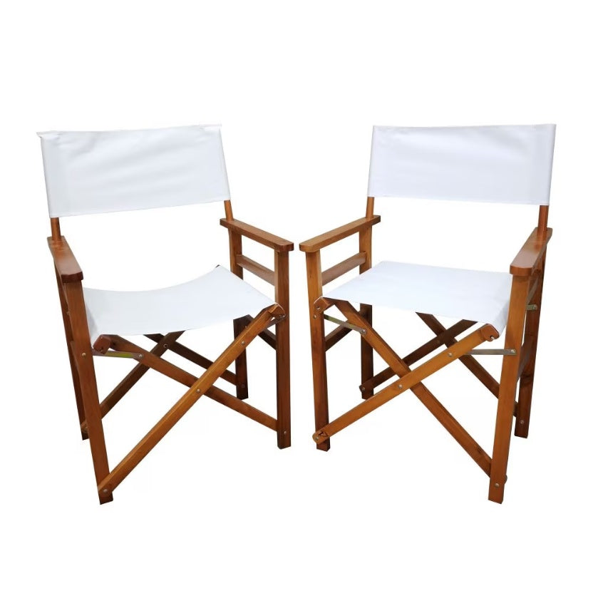 Foldable Outdoor Casual Home Director's Chair, Black Frame Black Canvas, Suitable For Adults, Foldable Style, 2pcs Set Populus