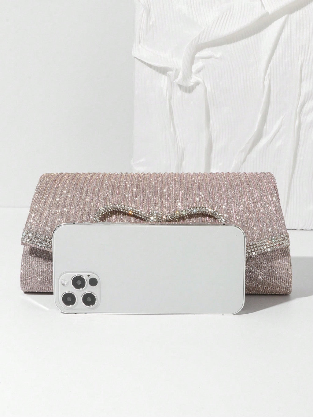 Bow Evening Bag Sparkly Clutch Purses For Women Wedding Glitter Rhinestone Party Prom Purse Dressy Clutch Bags