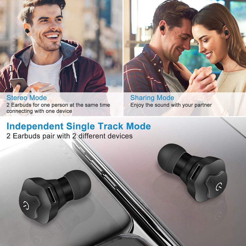 1 Pair True Wireless Earbuds CSR V4.2 In-ear Stereo Headsets IP44 Waterproof Apt-X TWS Headphones Noise Cancelling With Mic For Business Driving Walking