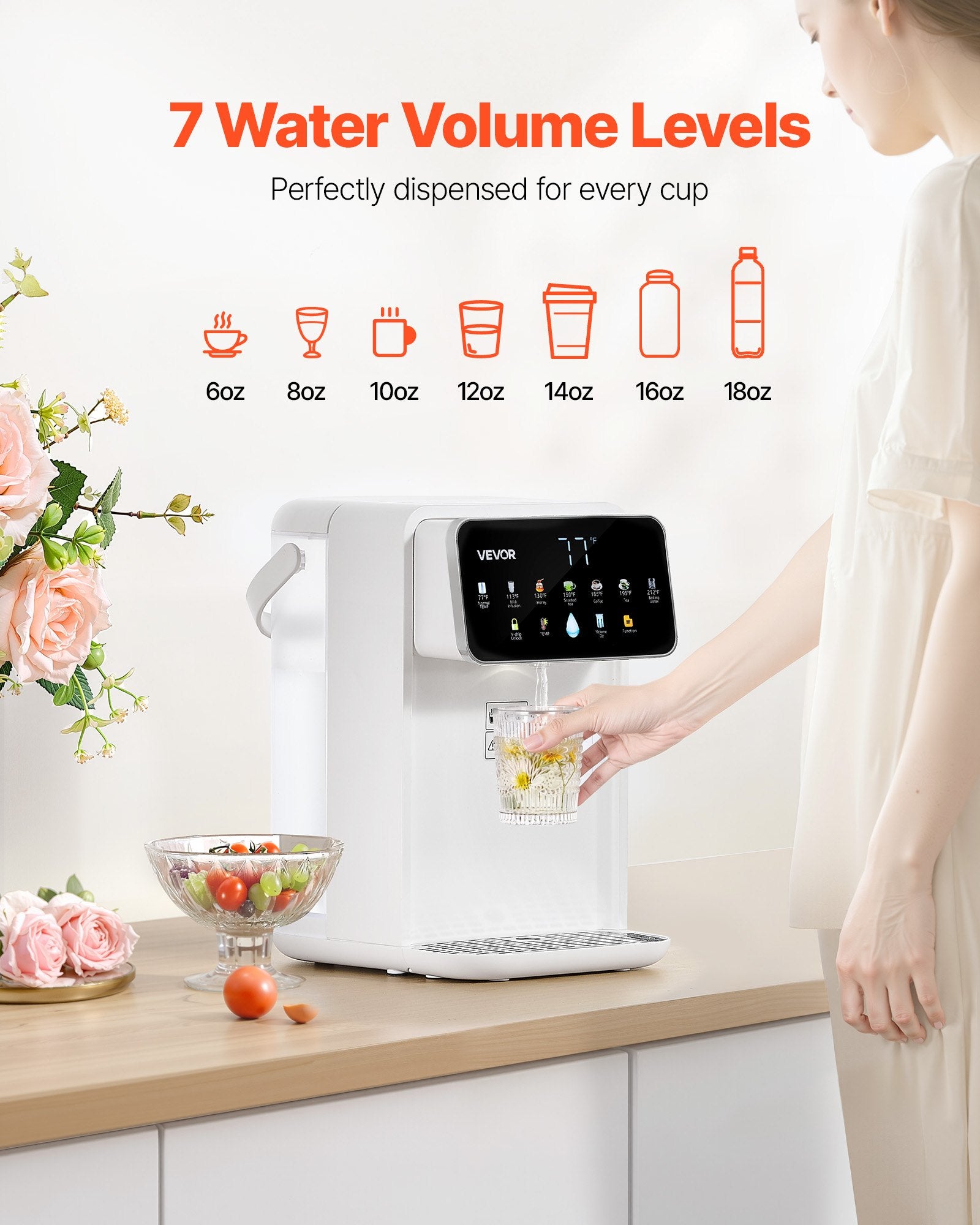 Countertop Instant Hot Water Dispenser With 7 Temps 7 Volumes 118oz Tank