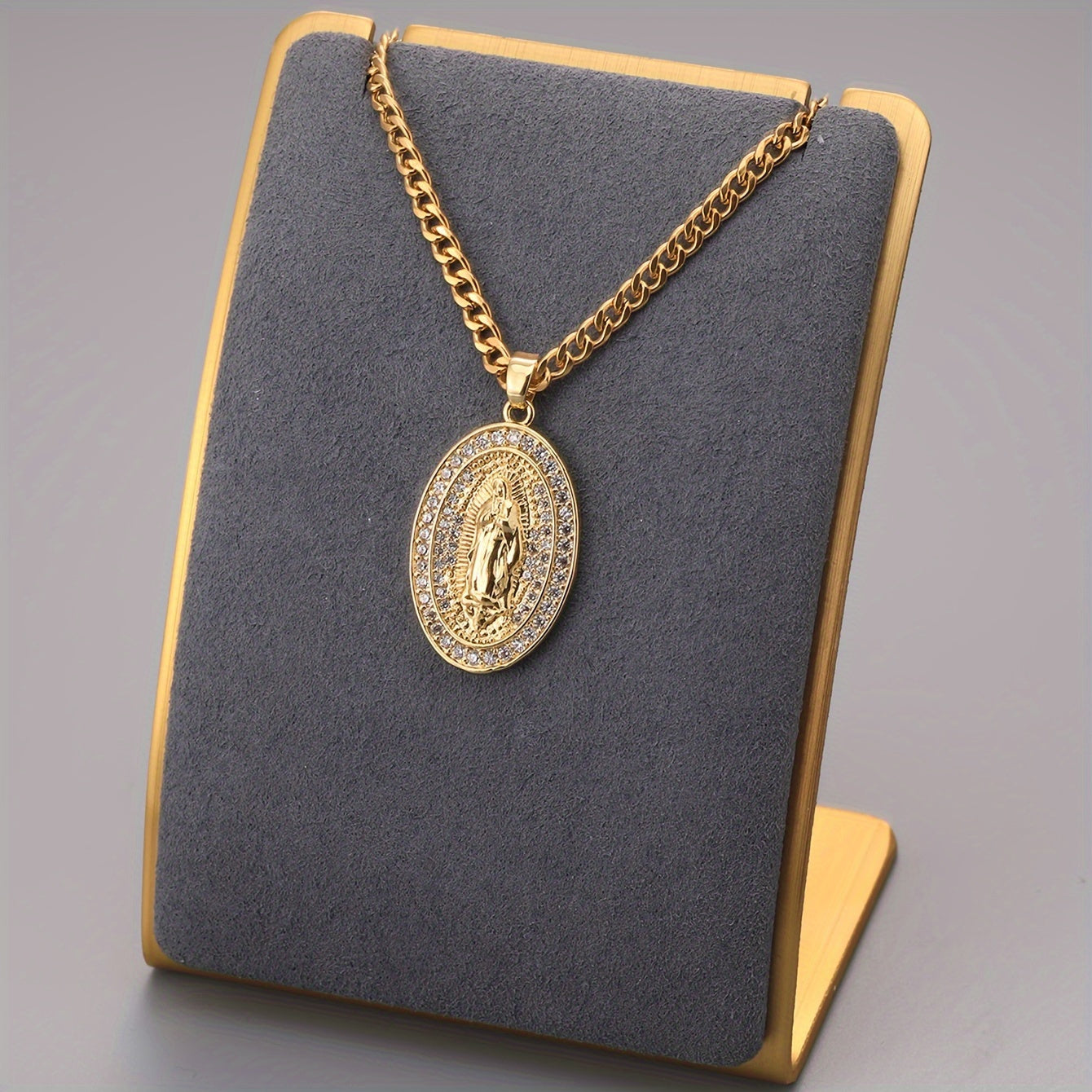 Vintage Men's Virgin Mary Zircon Pendant Necklace,Versatile For Multiple Occasions,Perfect Gift For Mother's Day, Teacher Appreciation Day And Graduation