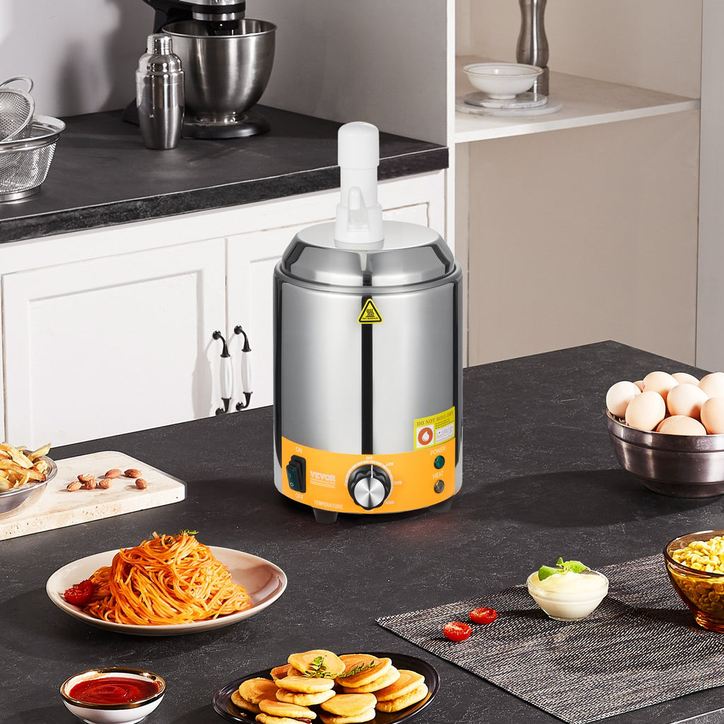 2.4L Electric Cheese Dispenser With Pump Commercial Hot Fudge Warmer 86F-230F