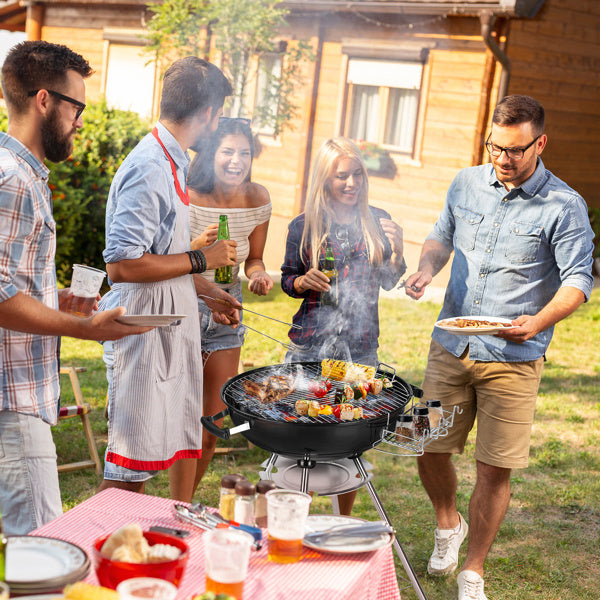 Round Grill 71X71X95cm Black Activity Baking Net, Circular Enamel Carbon Oven