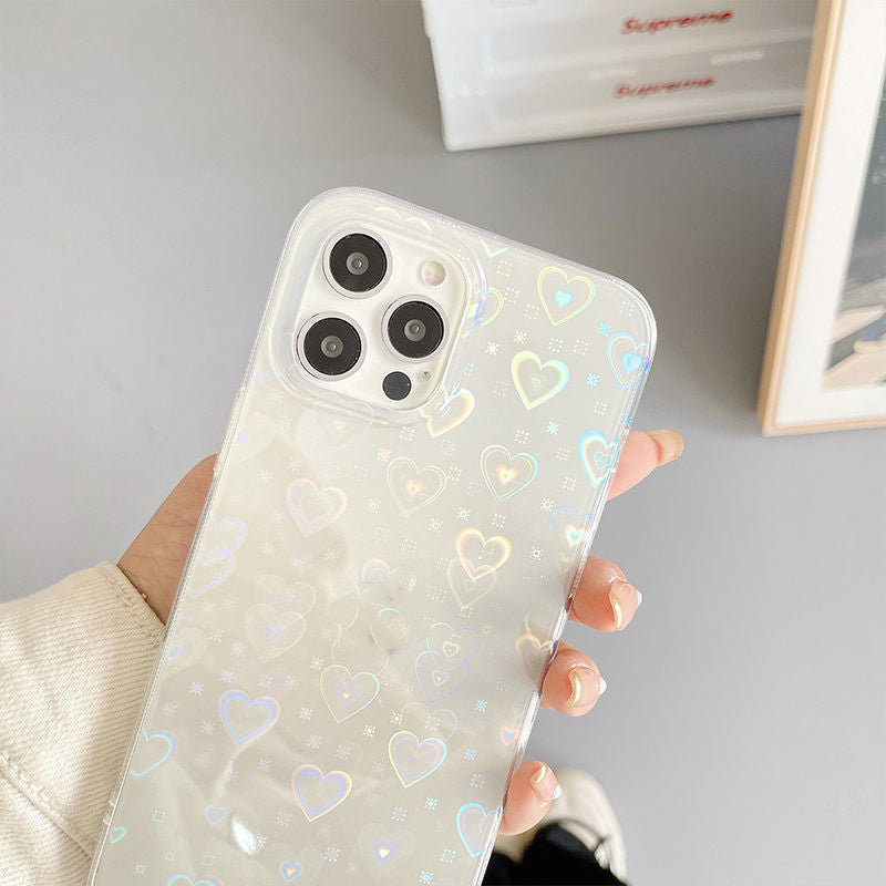 iPhone Laser Colorful Love For Double-sided Coated Silicone Phone Case