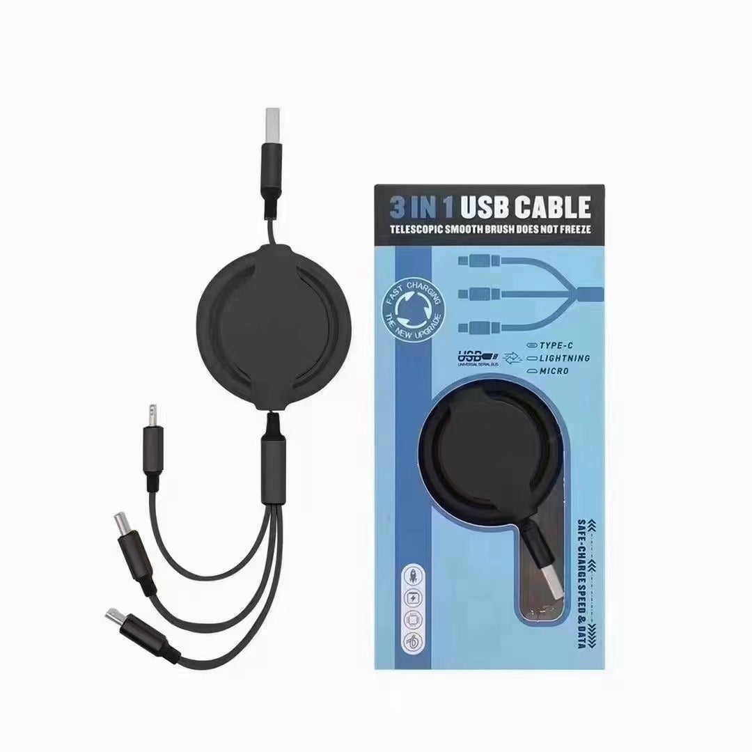 Mobile Phone Data Cable, Three-in-one Mobile Phone Data Cable, Free Switching Of Interfaces, Multi-device Charging Is Super Convenient.